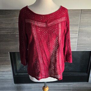 Reitmans Burgundy Lace Blouse – Size XL – Great Condition